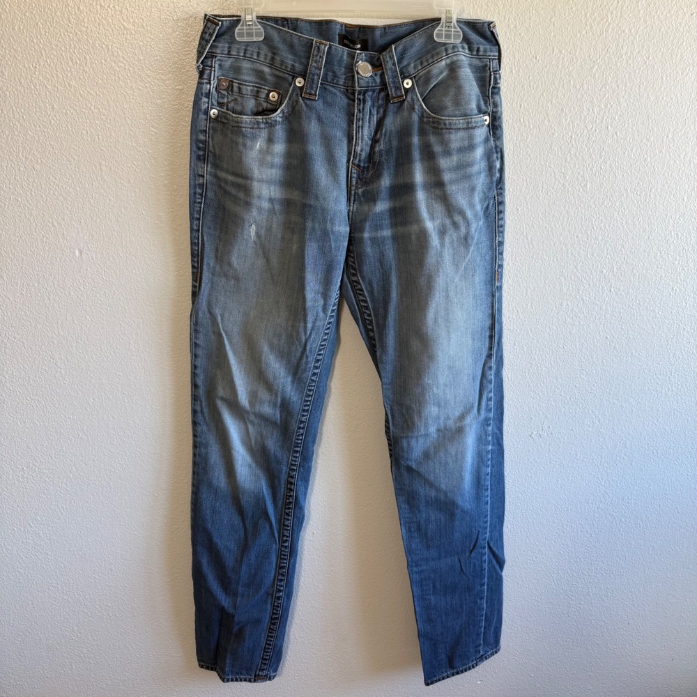 True Religion Men's 31 Rocco No Flap SN Jeans Lightwash Grunge Preppy Denim